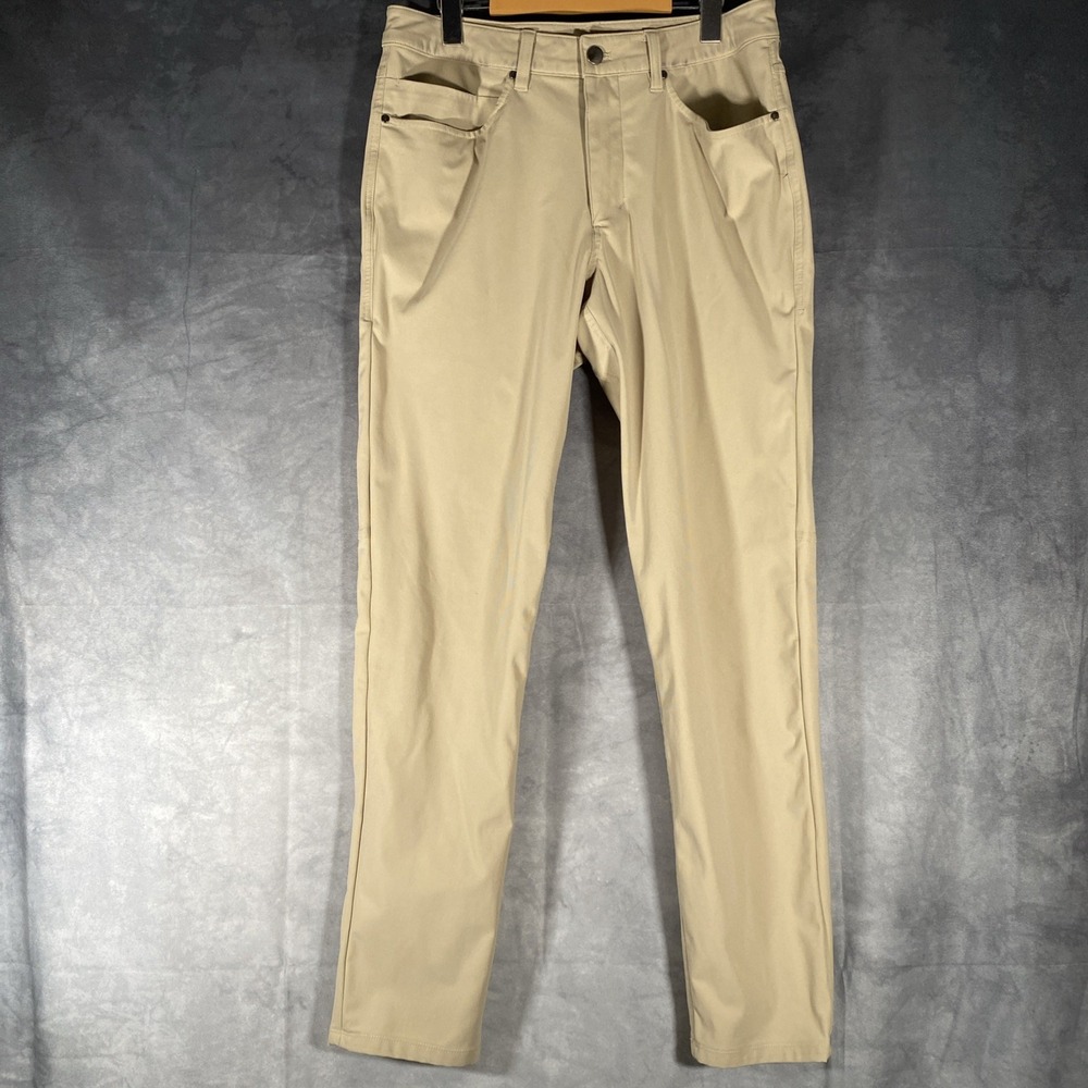 Lululemon ABC Slim Fit Warpstreme Pants Wacky Khaki 32 Smart-Casual Stretchy *
